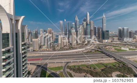 Dubai Marina highway intersection spaghetti junction timelapse Dubai Marina highway intersection spaghetti junction timelapse 103762905