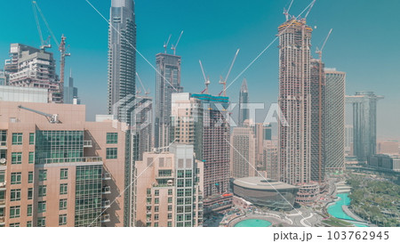 Aerial view of downtown Dubai city timelapse Aerial view of downtown Dubai city timelapse 103762945