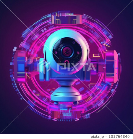 Secure camera on background, Surveillance camera, AI generated. 103764840