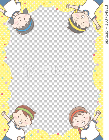 体操着の子供たちのフレーム　運動会　鉢巻 103764913