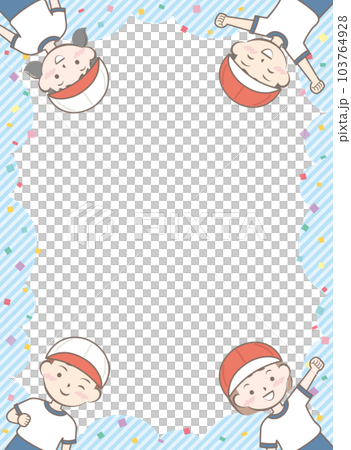 Frame of children in gym clothes Sports day hat Frame of children in gym clothes Sports day hat 103764928