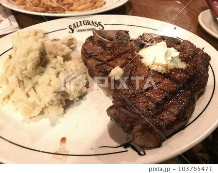 アメリカのレストランで食べたTボーンステーキ アメリカのレストランで食べたTボーンステーキ 103765471