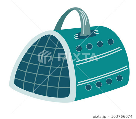 Pet carrier. Plastic carrying case for traveling with pets or visiting veterinarian. Pet shop. Animal transportation box. Vector flat illustration isolated on the white background. 103766674