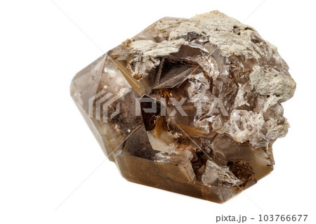 Macro mineral stone smoky quartz on a white background Macro mineral stone smoky quartz on a white background 103766677