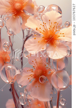 Enchanting Underwater Sakura Blossom and Bubbles 103767627