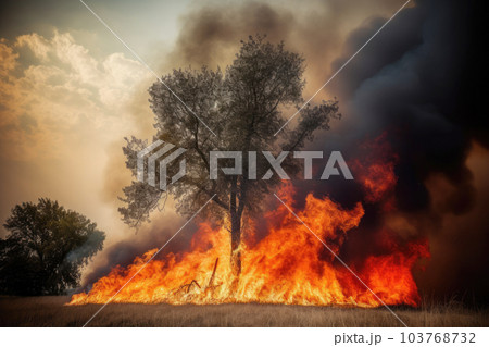 Forest in wildfire caused the intense summer heat 103768732