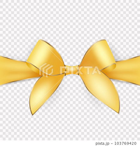 Vector 3d Realistic Yellow Gift Ribbon, Bow for Greeting Card, Gift Isolated on Transparent Background. Bow Design Template, Concept for Birthday, Christmas Presents, Gifts, Invitation, Box Vector 3d Realistic Yellow Gift Ribbon, Bow for Greeting Card, Gift Isolated on Transparent Background. Bow Design Template, Concept for Birthday, Christmas Presents, Gifts, Invitation, Box 103769420