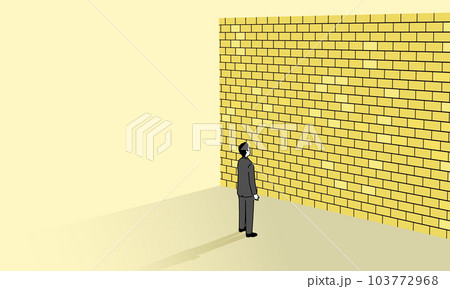 壁の前に立つ男性のイラスト、ベクター 103772968