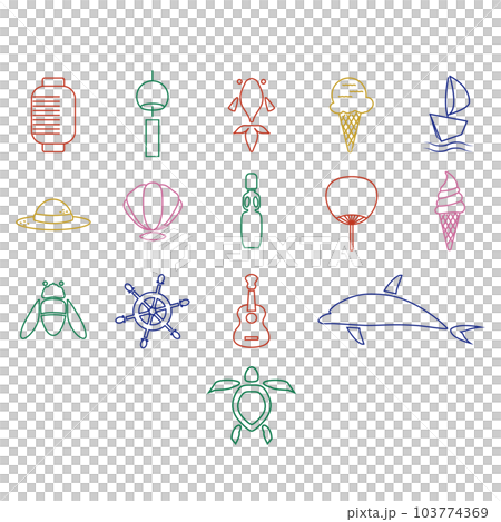 Line drawing icon illustration set for summer 103774369