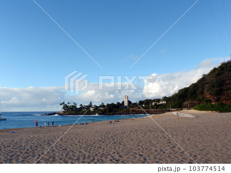 Waimea Beach with Church in Background Waimea Beach with Church in Background 103774514