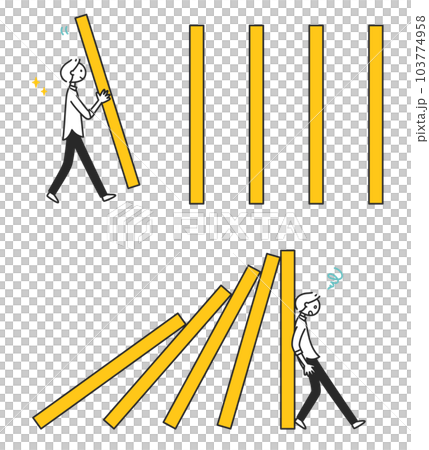 一個排多米諾骨牌的人和一個推倒多米諾骨牌的人 103774958