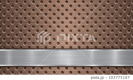 Metal background with holes and a polished plate 103775187