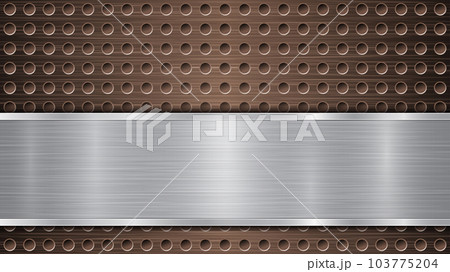 Metal background with holes and a polished plate Metal background with holes and a polished plate 103775204