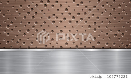 Metal background with holes and a polished plate 103775221