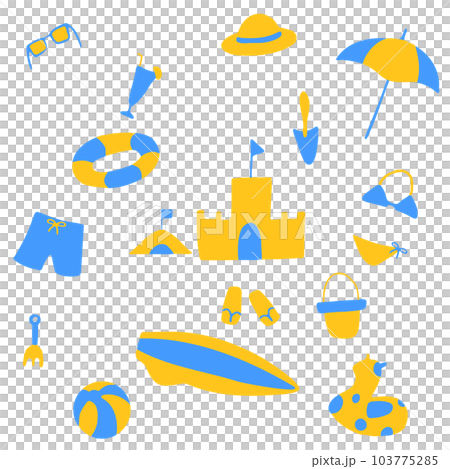 Illustration set of items used in sea bathing 103775285