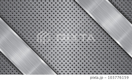 Metal background with holes and a polished plate 103776159