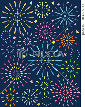 夜空に打ちあがる花火の壁紙　縦書きバージョン 103778014