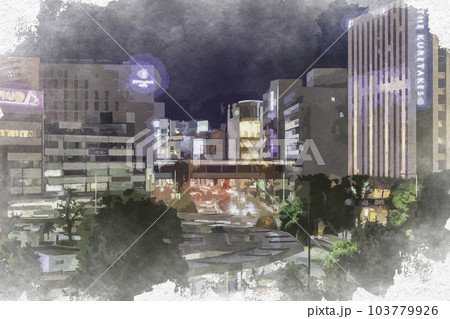 水彩画風 浜松市街地 浜松駅北口駅前 静岡県浜松市 水彩画風 浜松市街地 浜松駅北口駅前 静岡県浜松市 103779926