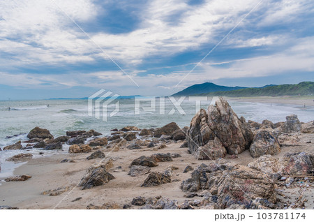 【愛知県田原市】太平洋ロングビーチ・沖のサーファー 103781174