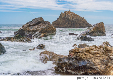 【愛知県田原市】太平洋ロングビーチ・沖のサーファー 103781214