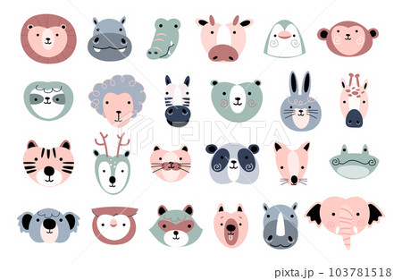Wildlife animals head . Flat design . Retro style . Vector illustration . Wildlife animals head . Flat design . Retro style . Vector illustration . 103781518