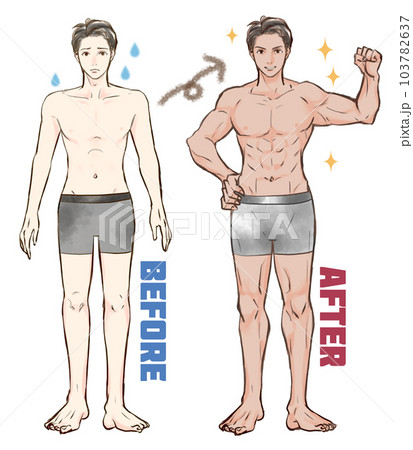 筋トレした男性のビフォーアフター 103782637