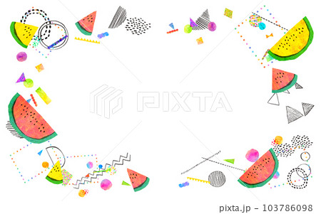 カラフルなスイカのフレーム　背景素材 103786098
