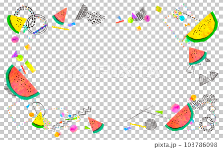 カラフルなスイカのフレーム　背景素材 103786098
