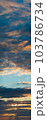 The sun's light gilds the dark storm clouds at dawn 103786734