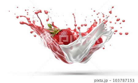 strawberry falling into water Ai Generated 103787153