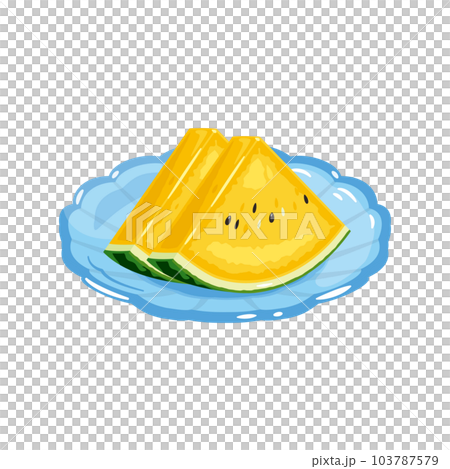 yellow cut watermelon on a plate yellow cut watermelon on a plate 103787579