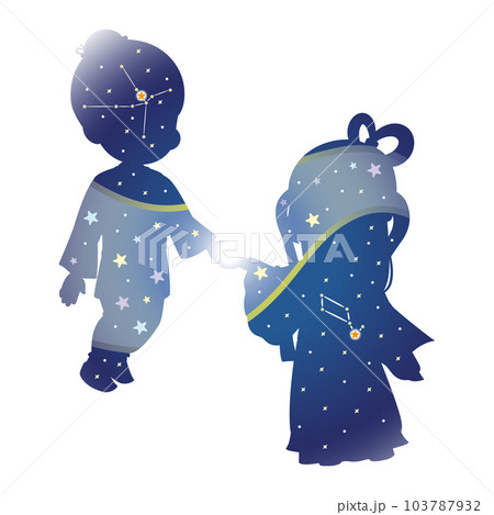 織姫と彦星のシルエットと天の川2 織姫と彦星のシルエットと天の川2 103787932