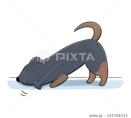 床に頭をこすりつける犬のイラスト 103788325