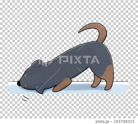 床に頭をこすりつける犬のイラスト 103788325