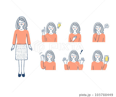 女性の表情_h9　バリエーションセット 103788449