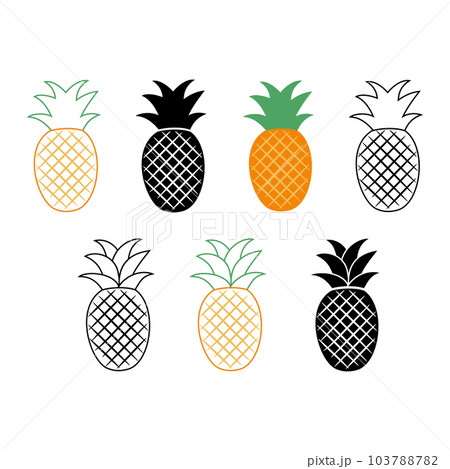 Pineapple vector. A set of icons in a flat style Pineapple vector. A set of icons in a flat style 103788782
