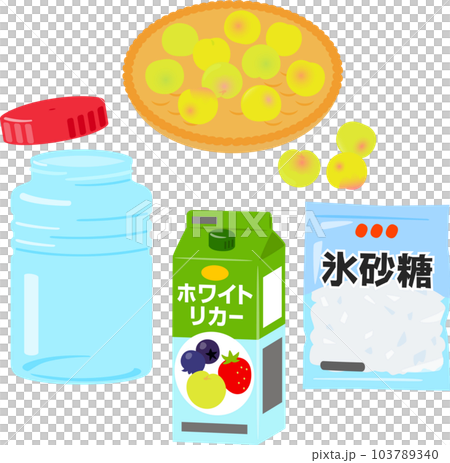 梅果、白酒和冰糖，製作梅酒 103789340