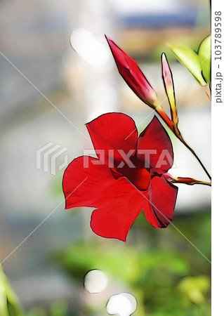 パステル調　”真っ赤なお花”サンパラソル””　イラストイメージ 103789598