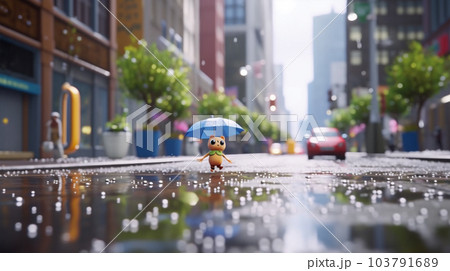 雨の日の街を傘を指して歩くカワイイ歩行者 AI生成画像 Cute pedestrian Rainy 雨の日の街を傘を指して歩くカワイイ歩行者 AI生成画像 Cute pedestrian Rainy 103791689
