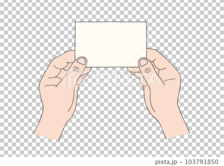 Holding a business card / card with both hands Hand-drawn illustration 103791850