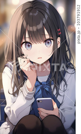 座ってスマホに集中する女性(Generative AI) 座ってスマホに集中する女性(Generative AI) 103791912