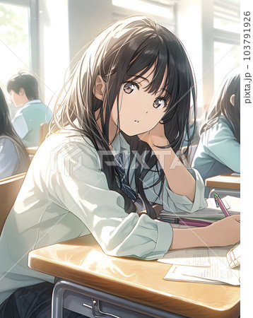 女子生徒が教室で勉強中（Generative AI） 103791926