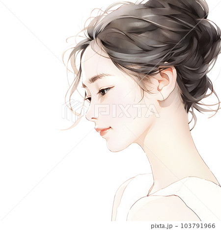 綺麗なお姉さんのイラスト　水彩画風（Generative AI） 103791966
