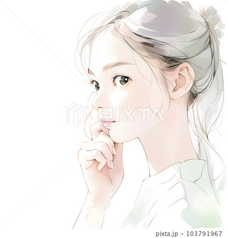 綺麗なお姉さんのイラスト　水彩画風（Generative AI） 103791967