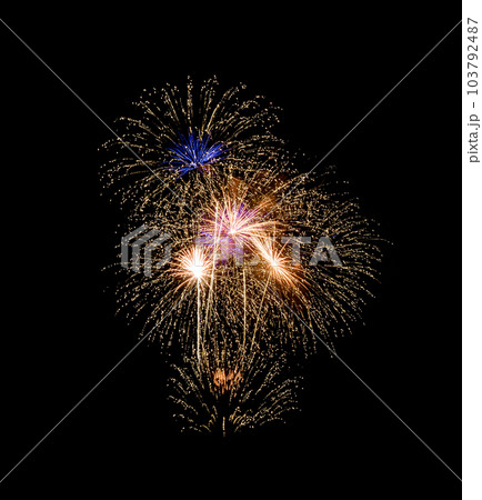 Fireworks on black night sky . 103792487