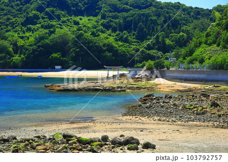 【愛媛県】快晴の御崎神社の鳥居 103792757