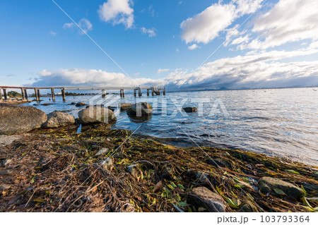 早朝の滋賀県大津市坂本城址公園か湖東の早朝風景 早朝の滋賀県大津市坂本城址公園か湖東の早朝風景 103793364