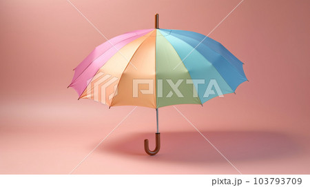 虹色のカワイイ傘 Cute rainbow umbrella. AI生成画像 103793709
