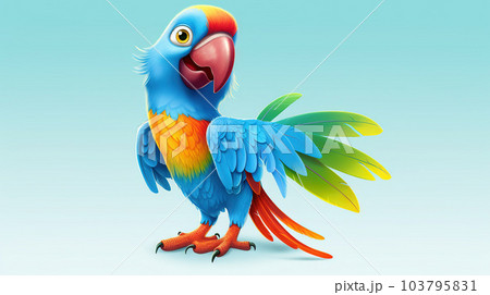 Colorful parrot, cartoon illustration - generative AI, AI generated 103795831