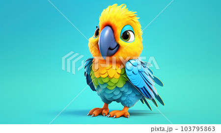 Colorful parrot, cartoon illustration - generative AI, AI generated 103795863